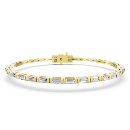 14K Yellow Gold Baguette Cut Diamond Tennis Bracelet - Main