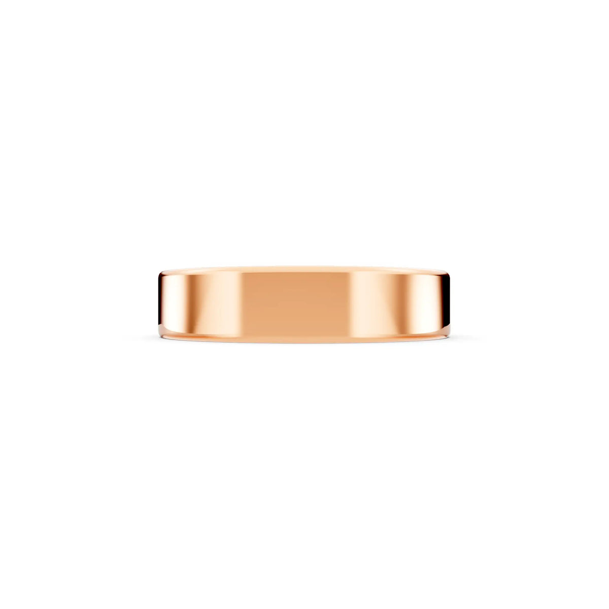 14K Rose Gold Men's Soft Edge Flat Wedding Band - 4.5mm - Side