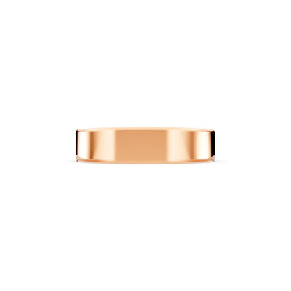 14K Rose Gold Men's Soft Edge Flat Wedding Band - 4.5mm - Side