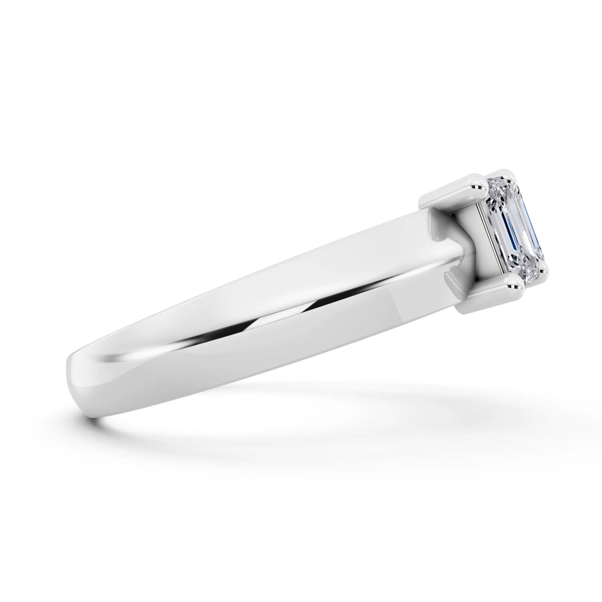 Silver Five Stone Emerald Cut Diamond Half Eternity Wedding Band - 2.5mm - Side