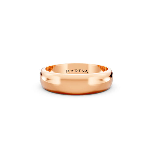 10K Rose Gold Men's Classic Dome Wedding Band - 5mm - Front