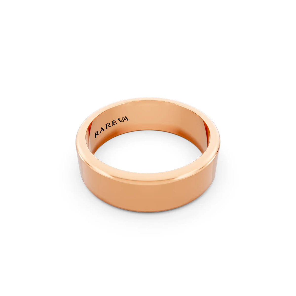 14K Rose Gold Men's Flat Wedding Band - 6mm - Left