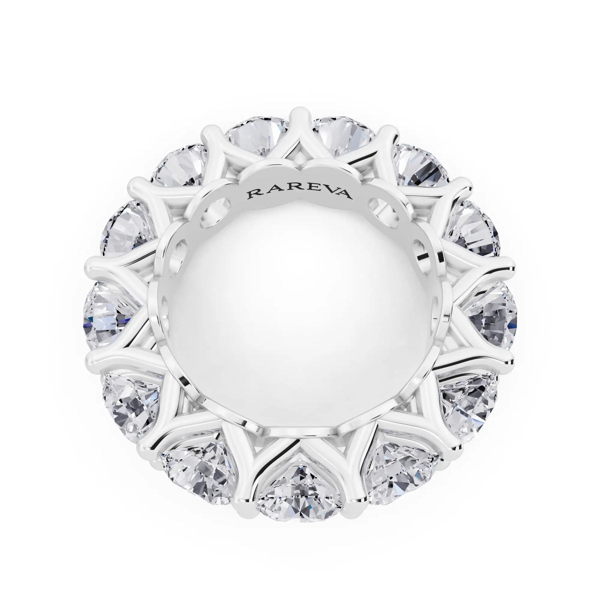 Silver Round Cut Diamond Unity Prong Eternity Band - 5.5mm - Top