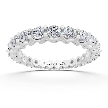 Silver Round Cut Diamond Unity Prong Eternity Band - 2.5mm - Front