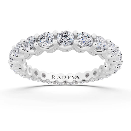 Silver Round Cut Diamond Unity Prong Eternity Band - 2.5mm - Front