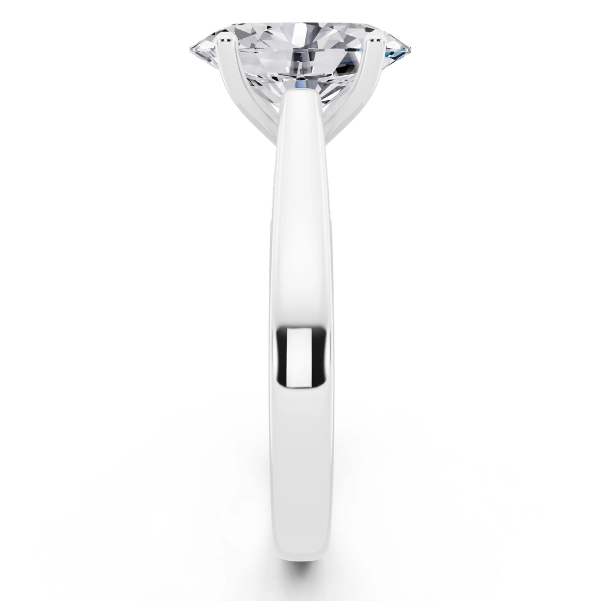 Platinum Oval Cut Diamond Solitaire Ring with Hidden Accent - side view