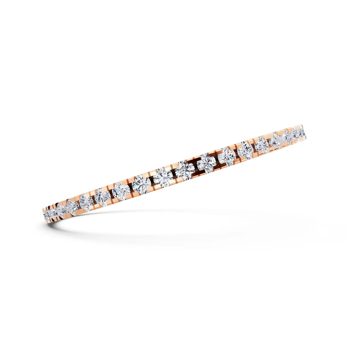 14K Rose Gold Round Cut Diamond Classic Eternity Band - 1.5mm - Side