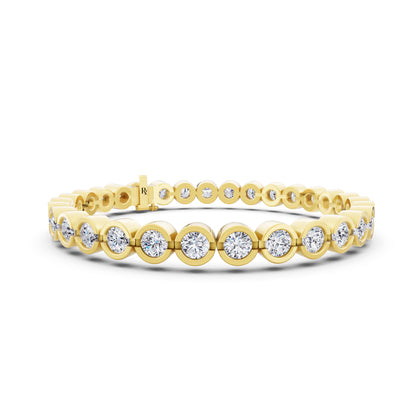 10K Yellow Gold Round Cut Bezel Set Diamond Tennis Bracelet - Top1