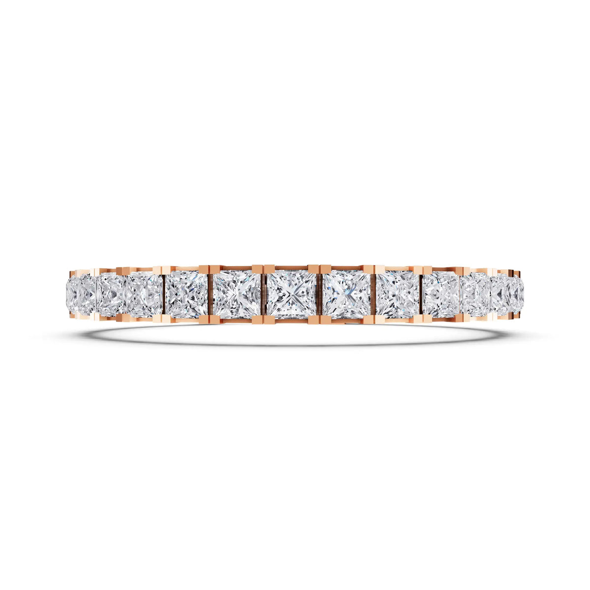 14K Rose Gold Princess Cut Diamond Tennis Bracelet - Front