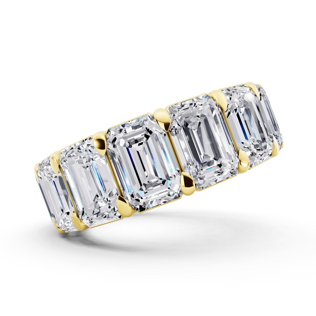 14K Yellow Gold Emerald Cut Diamond Eternity Band - 6.7mm - 11.00ctw - Side