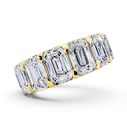 14K Yellow Gold Emerald Cut Diamond Eternity Band - 6.7mm - 11.00ctw - Side