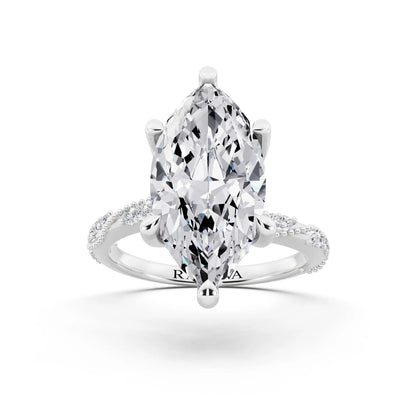 Platinum Marquise Cut Diamond Ring with Marquise Accent - front view