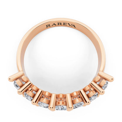 10K Rose Gold Seven Stone Marquise Cut Diamond Half Eternity Wedding Band - 2.2mm - Top