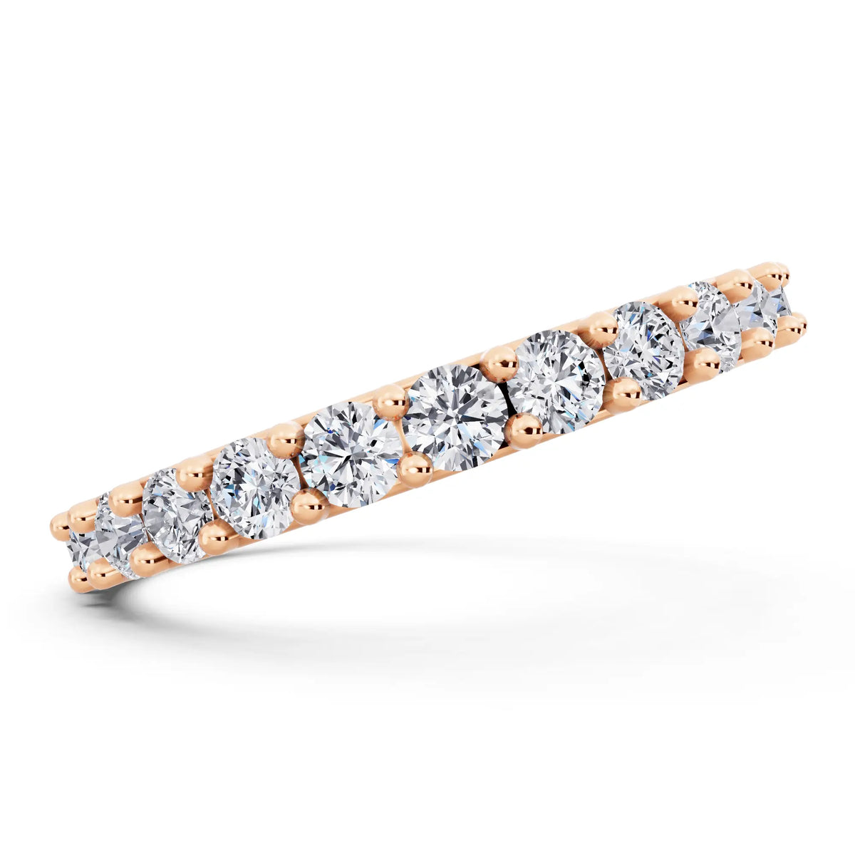 10K Rose Gold Round Cut Diamond 4 Prong Eternity Band - 2mm - Side