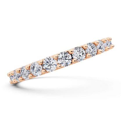 10K Rose Gold Round Cut Diamond 4 Prong Eternity Band - 2mm - Side