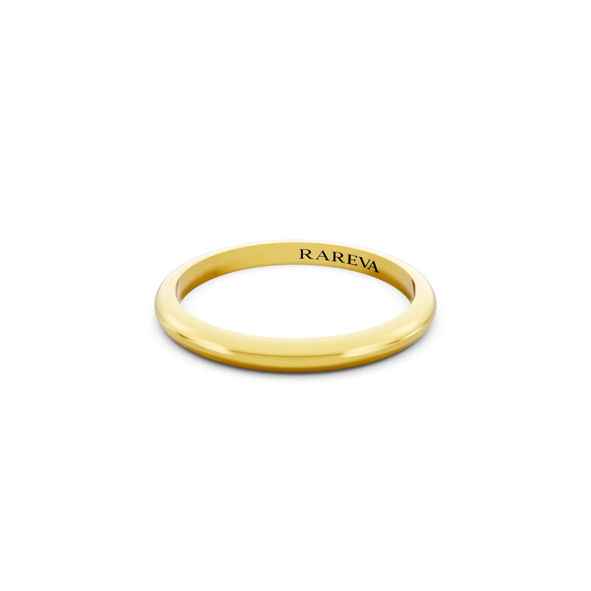 14K Yellow Gold Men's Classic Dome Wedding Band - 2mm - Close up