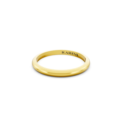 14K Yellow Gold Men's Classic Dome Wedding Band - 2mm - Close up