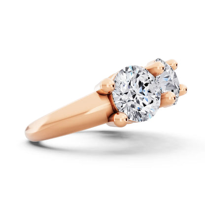 10K Rose Gold Five Stone Round Cut Diamond Half Eternity Wedding Band - 3mm - Side