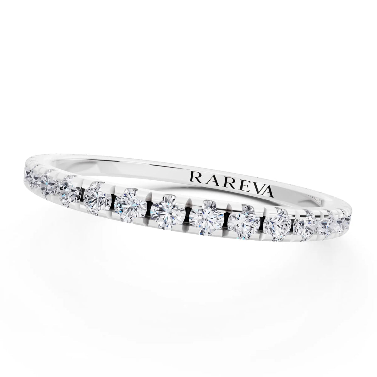 Silver Round Cut Diamond Classic Eternity Band - 1.7mm - Close up