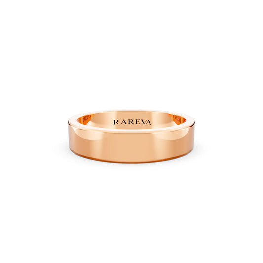 10K Rose Gold Men's Soft Edge Flat Wedding Band - 4.5mm - Front