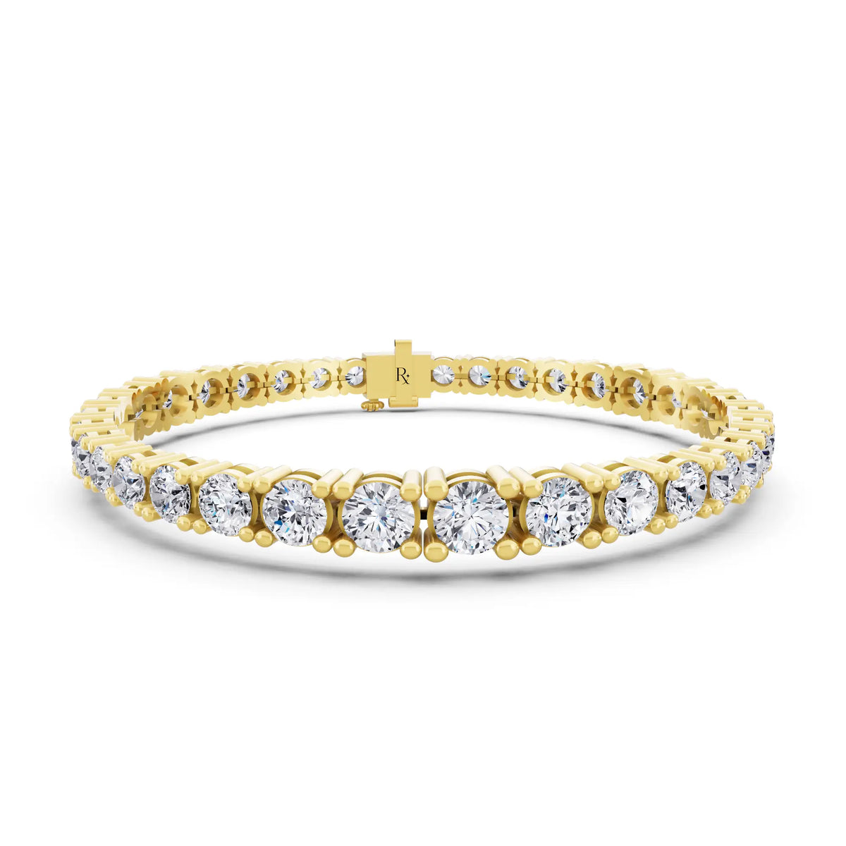 10K Yellow Gold Graduated Round Cut Diamond Tennis Bracelet - Main