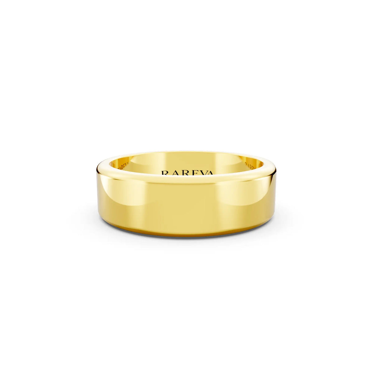 14K Yellow Gold Men's Flat Wedding Band - 6mm - Front