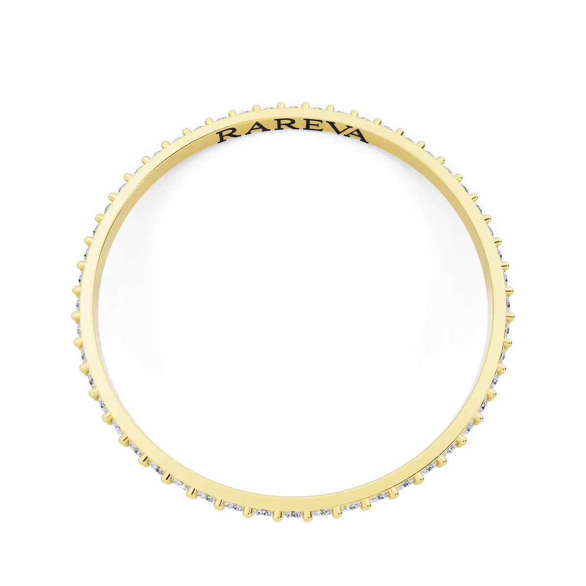 10K Yellow Gold Round Cut Diamond 4 Prong Eternity Band - 1.5mm - Top