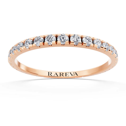 10K Rose Gold Round Cut Diamond Classic Eternity Band - 1.7mm - Front