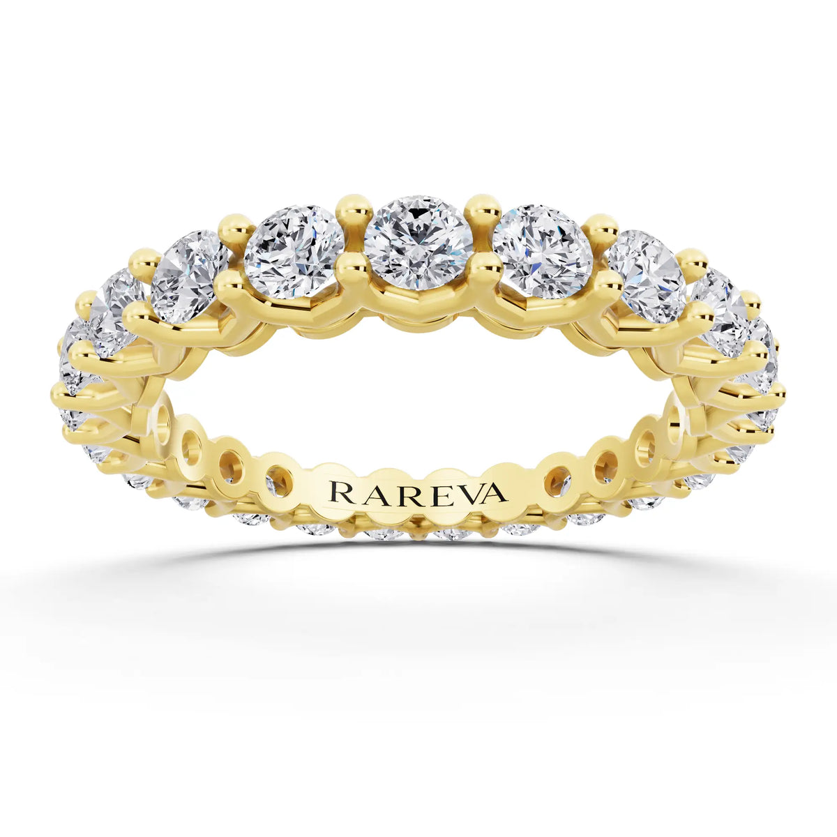 14K Yellow Gold Round Cut Diamond Unity Prong Eternity Band - 2.5mm - Front