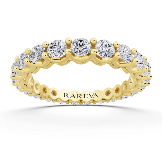14K Yellow Gold Round Cut Diamond Unity Prong Eternity Band - 2.5mm - Front