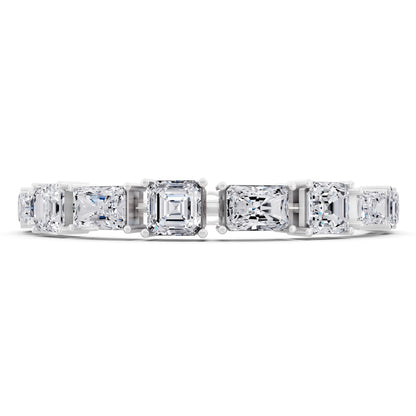 10K White Gold Radiant and Square Emerald Cut Diamond Tennis Bracelet - Front
