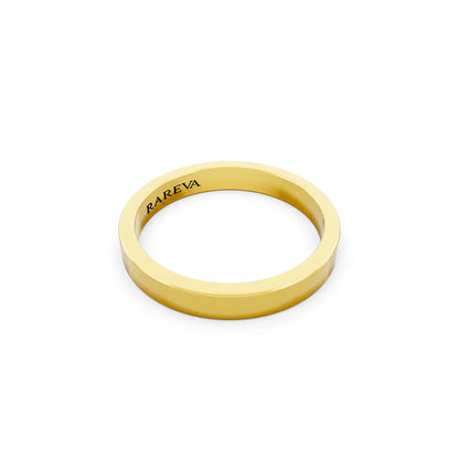 14K Yellow Gold Men's Soft Edge Flat Wedding Band - 3mm - Left
