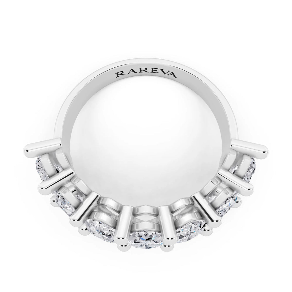 Platinum Seven Stone Marquise Cut Diamond Half Eternity Wedding Band - 2.6mm - Top