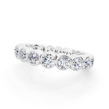 Platinum Round Cut Bezel Set Diamond Full Eternity Wedding Band - 3.5mm - Close up