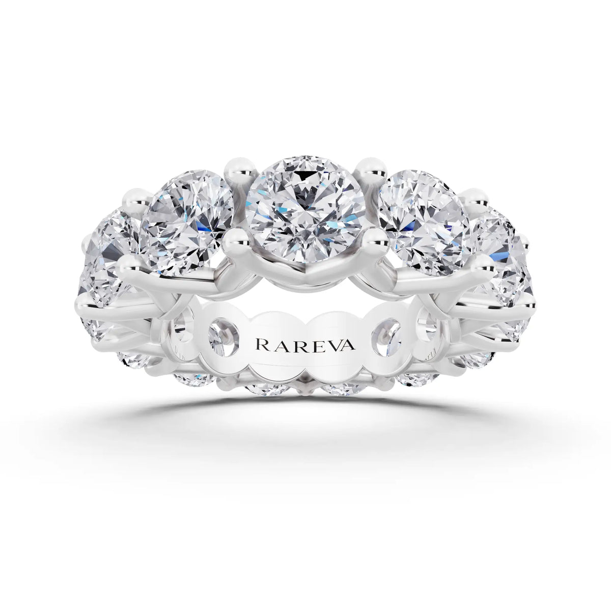 Silver Round Cut Diamond Unity Prong Eternity Band - 5.5mm - Front