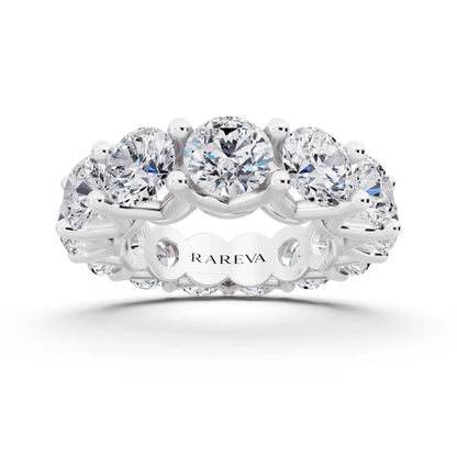 Silver Round Cut Diamond Unity Prong Eternity Band - 5.5mm - Front