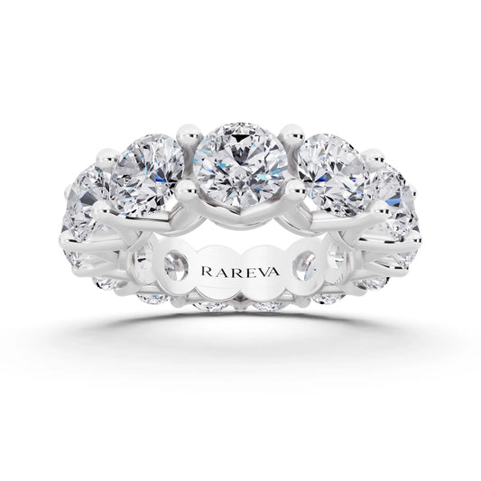 Silver Round Cut Diamond Unity Prong Eternity Band - 5.5mm - Front