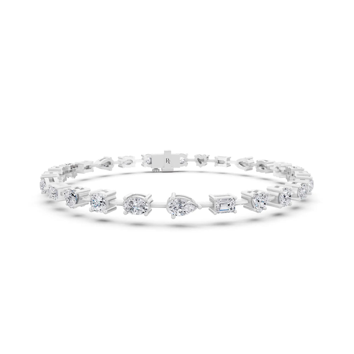 14K White Gold Multi Shape Diamond Tennis Bracelet - Main