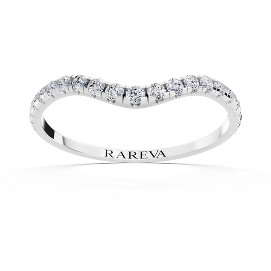 Platinum Round Cut Diamond Contour Curved Band - 1.5mm - Front
