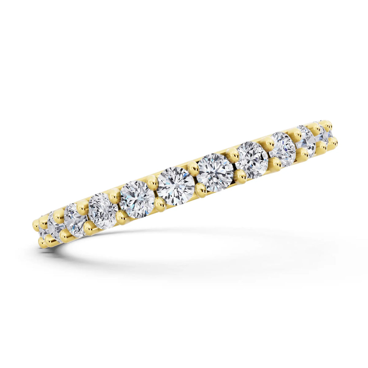 10K Yellow Gold Round Cut Diamond 4 Prong Eternity Band - 1.8mm - Side