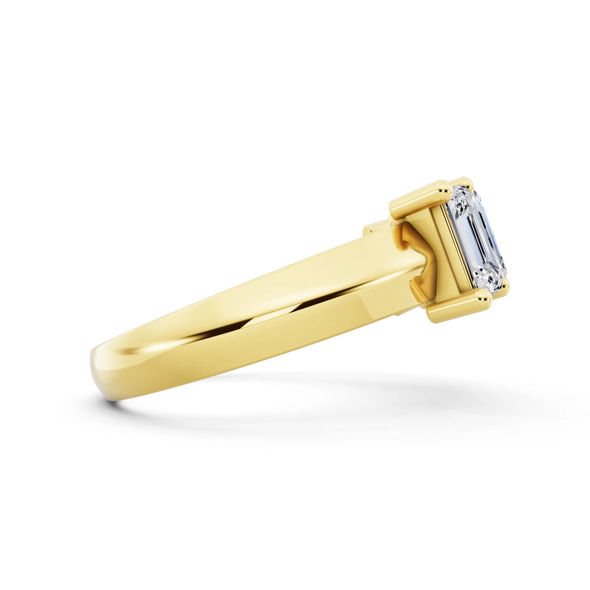 10K Yellow Gold Five Stone Emerald Cut Diamond Half Eternity Wedding Band - 2.7mm - Side