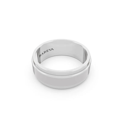 Silver Men's Step Edge Wedding Band - 7.5mm - Left