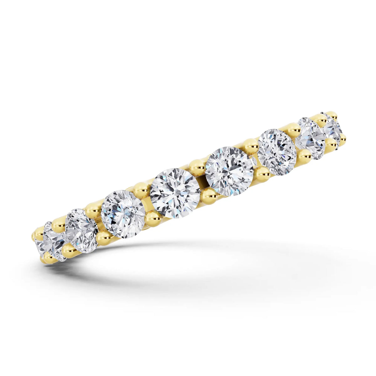 14K Yellow Gold Round Cut Diamond Unity Prong Eternity Band - 2.5mm - Side