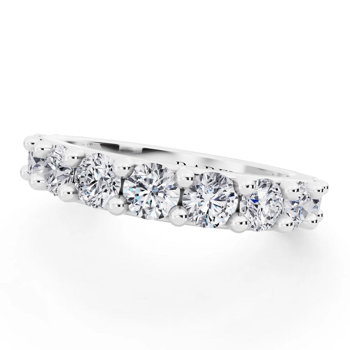 Silver Round Cut Diamond 4 Prong Eternity Band - 3mm - Close up