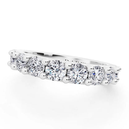 Silver Round Cut Diamond 4 Prong Eternity Band - 3mm - Close up