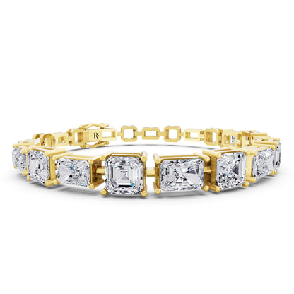 14K Yellow Gold Radiant and Square Emerald Cut Diamond Tennis Bracelet - Top1