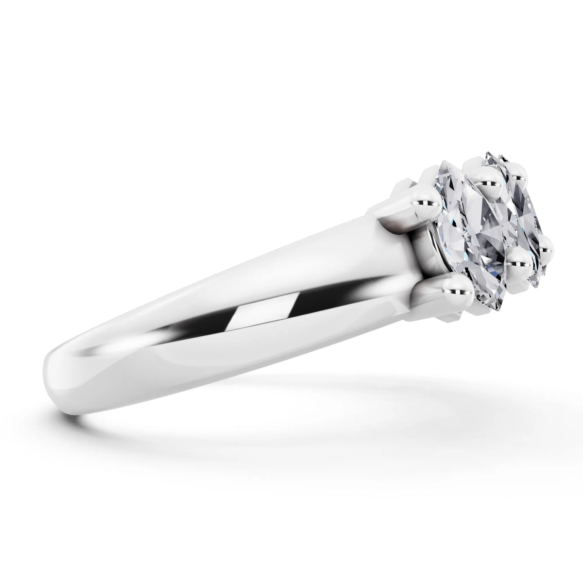 10K White Gold Seven Stone Marquise Cut Diamond Half Eternity Wedding Band - 2mm - Side