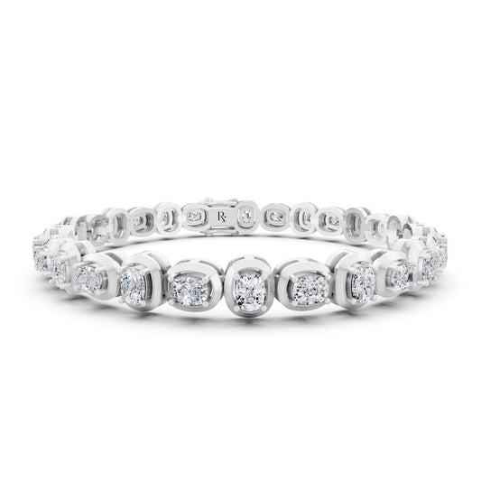 Silver Cushion Cut Diamond Tennis Bracelet - Main