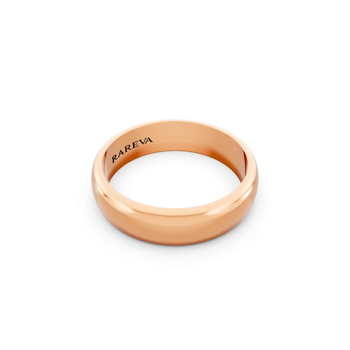 14K Rose Gold Men's Classic Dome Wedding Band - 5mm - Left