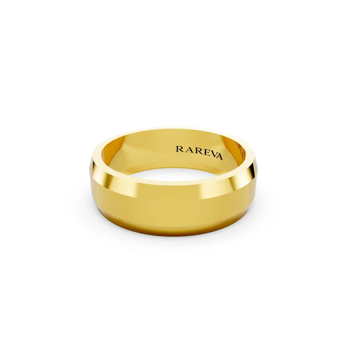 10K Yellow Gold Men's Beveled Edge Wedding Band - 6mm - Close up